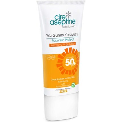 Cire Aseptine Yüz Güneş Koruyucu Karma ve Yağlı Ciltler 50+SPF 50 ml