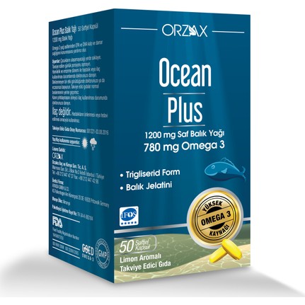 Orzax Ocean Plus Omega 3 Balık Yağı Limon 50 Softjel Kapsül