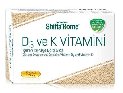Shiffa Home D3 ve K Vitamini İçeren Takviye Edici Gıda 30 Kapsül