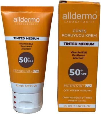 Alldermo SPF 50+ Tinded Medium Güneş Koruyucu Krem 50 ml Tüp