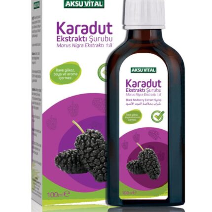 Aksu Vital Karadut Ekstraktlı Şurup 100 ml Katkısız Yüzde 100 Doğal