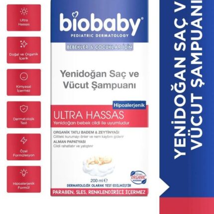 Biobaby Yenidoğan Saç ve Vücut Şampuanı Ultra Hassas Hipoalarjenik 200 Ml