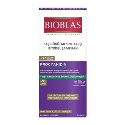 Bioblas Procyanidin Üzüm Çekirdeği Saç Dökülmesine Karşı Yağlı Saçlar Sebum Şampuan 360 ML