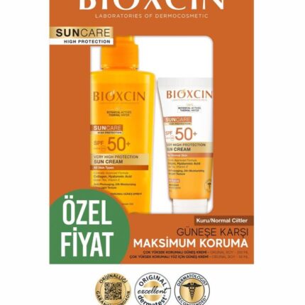 Bioxcin Sun Care Spf 50 Yüz Güneş Kremi 50 ml Kuru ve Normal Cilt + Vücut Güneş Spreyi 200 Ml