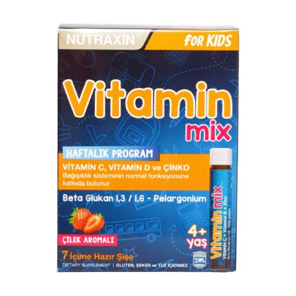 Nutraxin Vitamin Mix For Kids 7 x 25 ml Içime Hazır Şişe - Çilek Aromalı