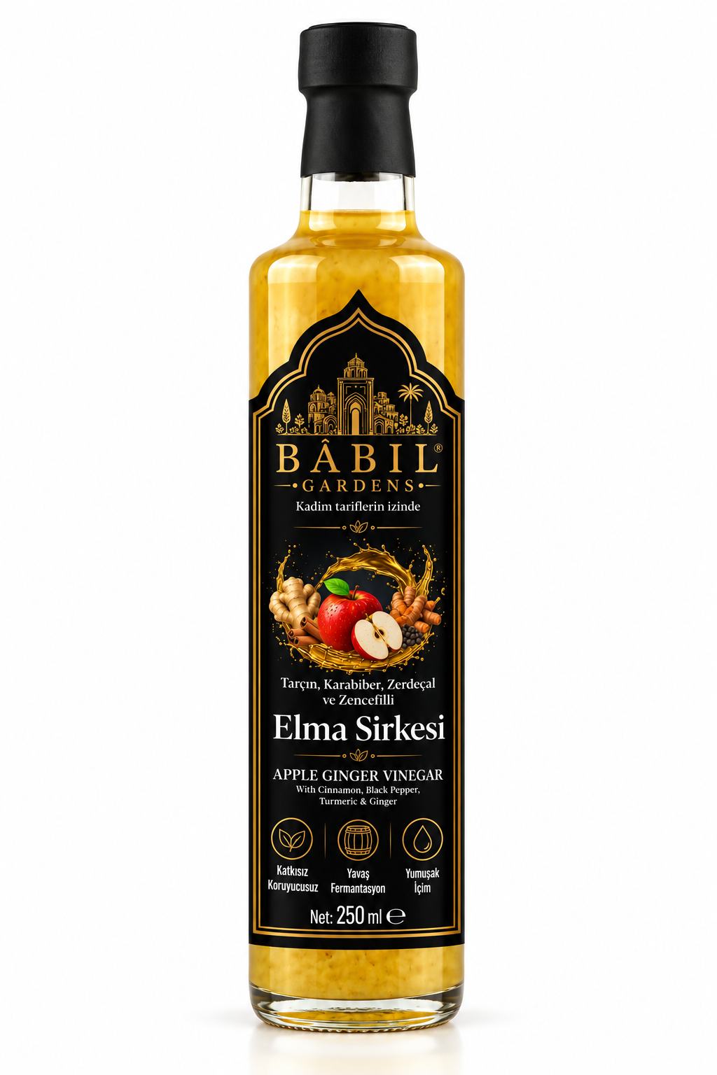 Babil Gardens Tarçın Karabiber Zerdeçal ve Zencefilli Elma Sirkesi 250 Ml